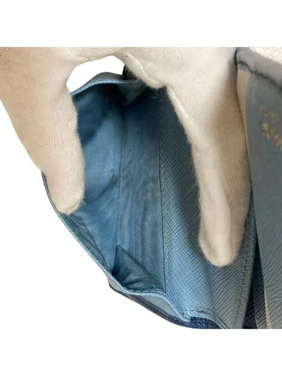 Prada Saffiano Multic Leather Compact Wallet Blue - Picture 8 of 9